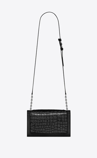 Schultasche aus Lackleder mit Krokodillederprägung